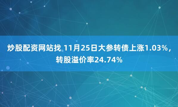 炒股配资网站找 11月25日大参转债上涨1.03%，转股溢价率24.74%